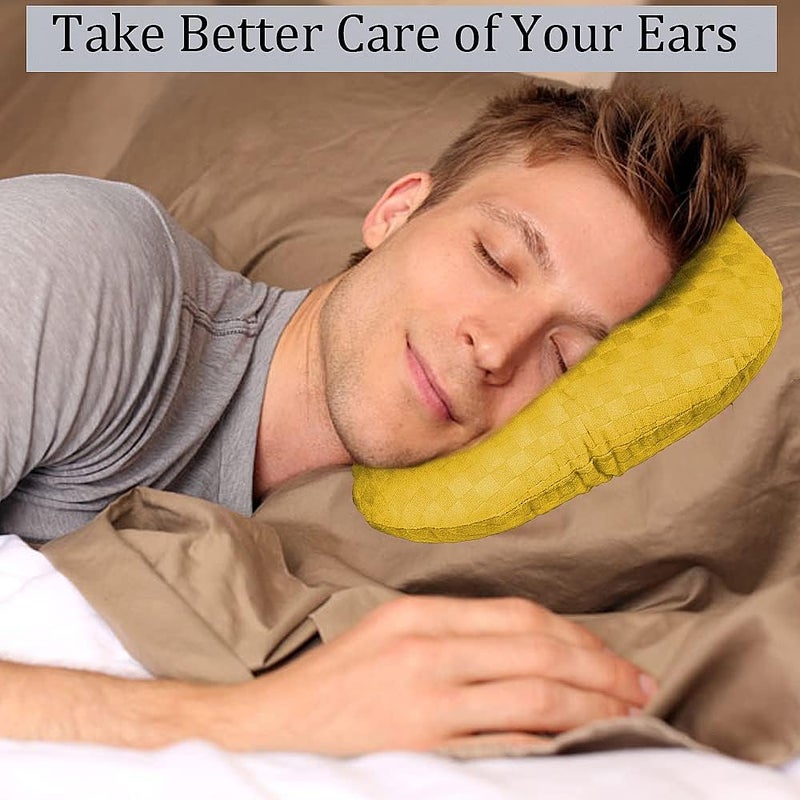 Wuronsa Ear Piercing Pillow for Side Sleepers, Pillow with an Ear Hole for CNH and Ear Pain Ear Inflammation Pressure Sores, O-Shaped Side Sleeping Pillow, Ear Guard Pillow(Yellow) - Image 5